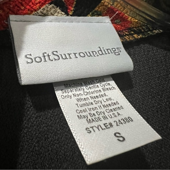 Soft Surroundings Small Open Front Abstract Print Trim Sweater Top Y2 - Picture 4 of 6